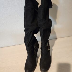 Size 9 Over the knee suede boots, black
